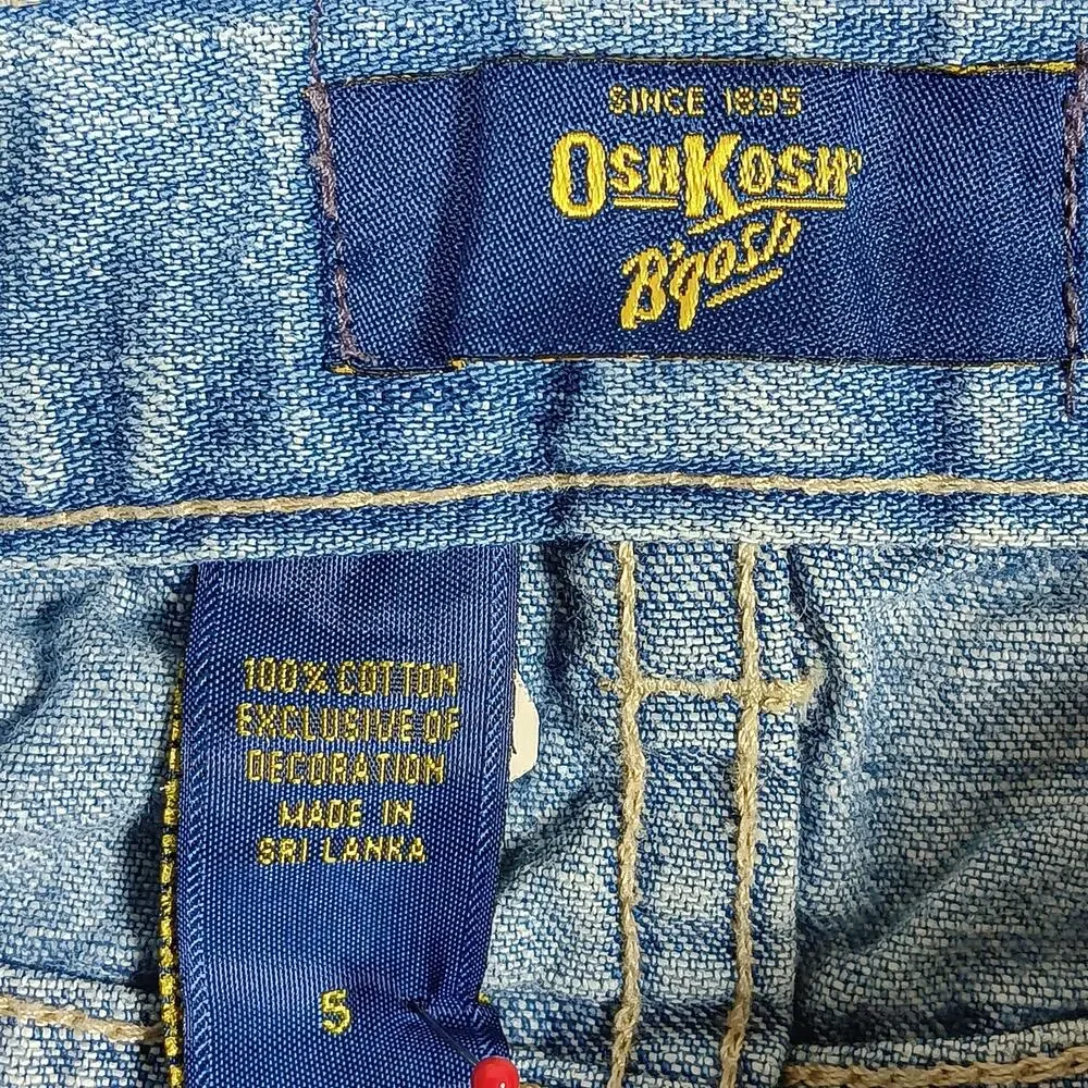 OshKosh B'gosh Denim Mini Skirt Size 5 Light Blue Wash Embroidered Adjustable